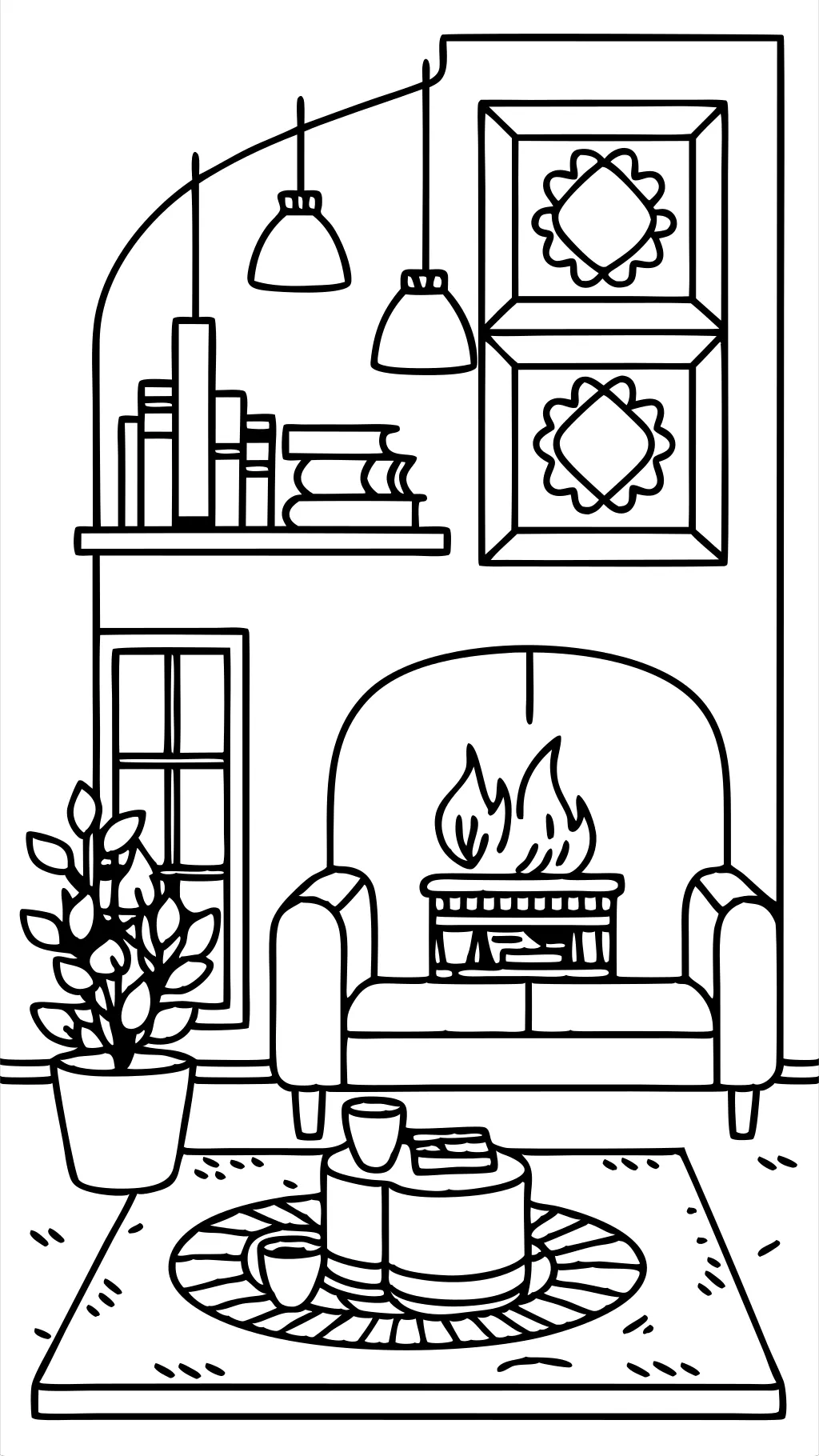 coloring pages of a room